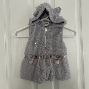 Little Lass Grey Hooded Vest - 3T
